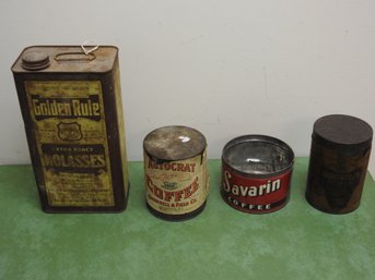 Old Metal Coffee Can Lot