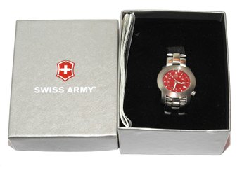 Never Used Rare Red Faced Swiss Army Watch In Original Box