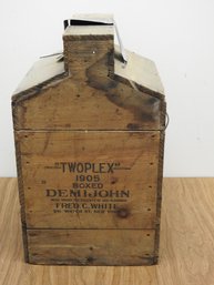 Large Antique Demi John Bottle In Casket Wood Crate For Twoplex John G White NY