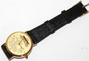 Rare Gold Tone Embossed Vintage Teenage Mutant Ninja Turtles Watch