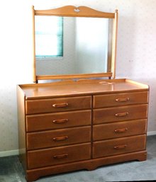 Beals Of Maine Mid-Century Rock Maple Dresser With Mirror