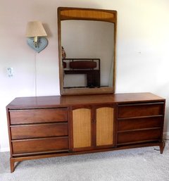 A Mid-Century Lane 9 Drawer Danish Modern Dresser With Mirror