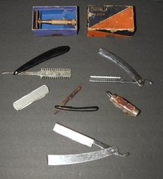 Antique Barber Shop Lot Razors & More