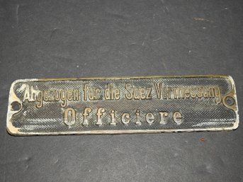 Old German Suez Survey Crisis Bronze Plaque