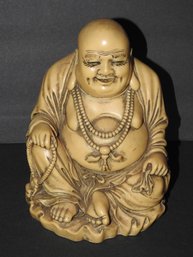 Asian Carved Faux Ivory Sitting Buddah Statue