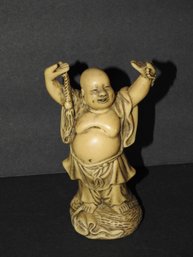 Asian Carved Faux Ivory Dancing Buddah Statue