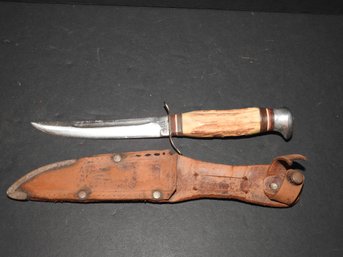 WW2 Stag Handle Fighting Knife With Sheath