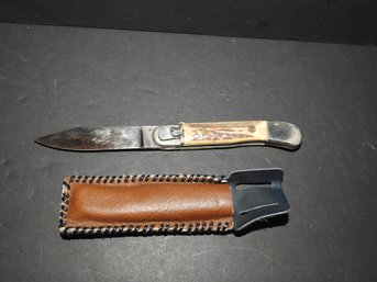 Vintage Stag Handle Toledo Lever Lock Knife