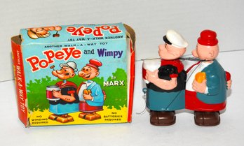 1964 Marx Popeye & Wimpy Walk Away Toy In Original Box