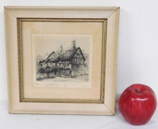 An Edward Cherry (British, 1886-1960)  Etching Of Anne Hathaway's Cottage In England