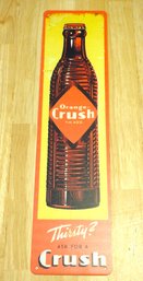 18 Inch Retro Metal Orange Crush Advertising Sign Great For Man Cave