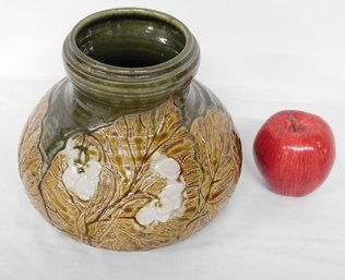 Earthtone Greens & Browns Floral Textured Pottery Vase