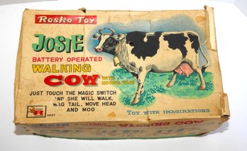 1960s Rosko Toys LARGE Battery Operated Josie The Toy Cow In Original Box