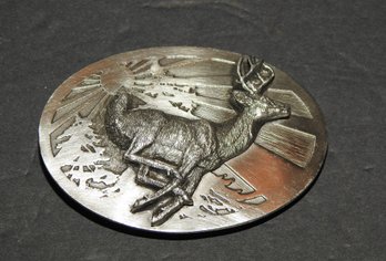 Vintage Embossed Running Deer Belt Buckle