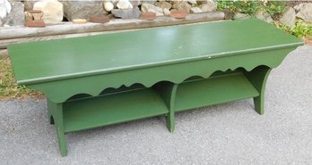 A Long Green Mudroom  Bench W/Shoe Storage