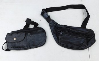 Group Of Two Black Leather Fanny Packs - Yard Sales, Flea Markets, Craft Fairs, Vendors, Even Tourists