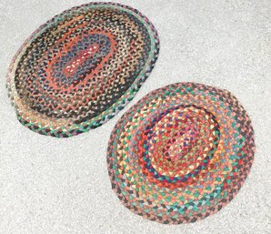 A Pair Of Vintage Braided Oval Rag Rugs