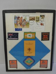 Lot Of Vintage Boy Scout Patches From Australia Comes In The Glass Top Showcase,