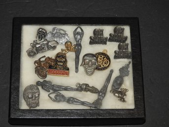 Lot Of 1970s Bikers Hat Pins Case Included