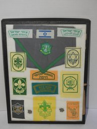 Lot Of Vintage Boy Scouts Patches From Isreal Comes In The Glass Top Showcase