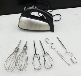 A Hamilton Beach M32 Stainless Finish Hand Mixer With 3 Sets Of Attachments