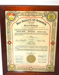 1936 Boy Scouts Of America Framed Certification Document