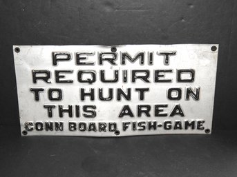 Old Metal Connecticut Hunting Permit Sign