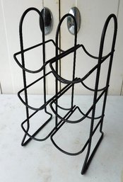 A Six Bottle Simple Black Wine Rack For Your Kitchen Counter, Bartop, Etc.