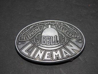 Vintage Metal Bell Telephone Lineman Belt Buckle