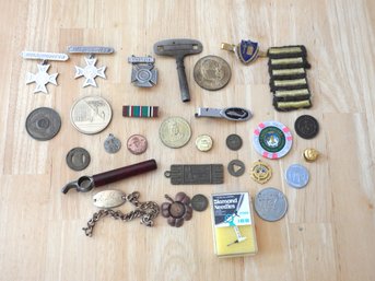 Large Vintage Lot Of Smalls Coins Medals And More