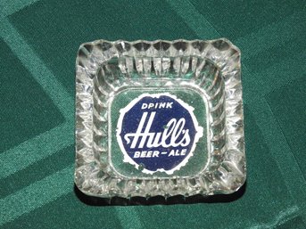 Old Hulls Beer Advertising Glass Ashtray New Haven Ct