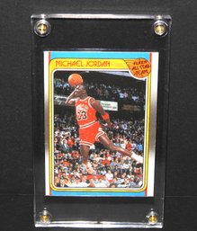 Highly Sought After 1988 Fleer Michael Jordan Basketball Card In Screw Down Acrylic Case