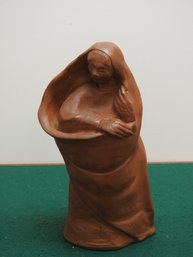 Artist Signed Indian Woman Sculpture Solid And Heavy