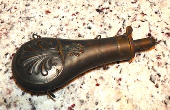 1930s Metal Ornate Gun Powder Flask