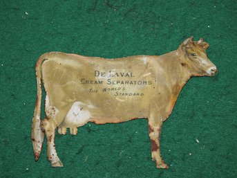 Old Metal Double Sided De Laval Cream Seperators Advertising Cow Sign