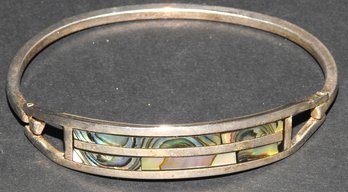 Gorgeous Mexican Silver & Stone Locking Bracelet