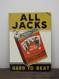 Vintage All Jacks Cigarette Tobacco Metal Advertising Sign