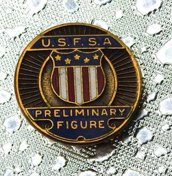 Old Metal Enamel USFSA Preliminary Figure Pin