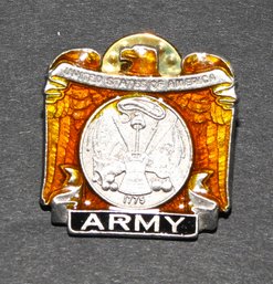 WW1 Pewter & Enamel Army Pin