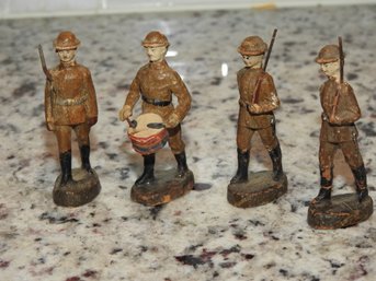 1940s Lot Of 4 Estasolin Soldier Figures Made In Germany