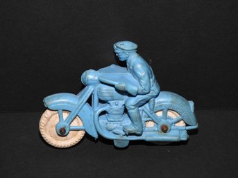 Early Auburn Cop On Motorcycle Rubber Toy