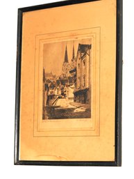 Old SIGNED Anning Chartres Cathedral Copper Plate Etching