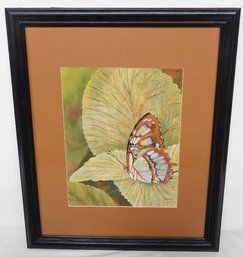 A Framed Giclee On Canvas Print Of A Monarch Butterfly On A Leaf Signed C. Freeman