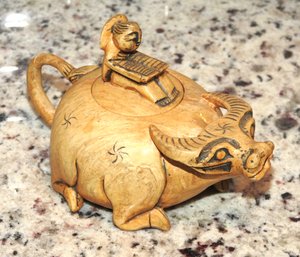 Unusual Carved Bull Milk Server