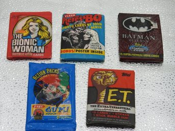 SEALED Vintage Packs Of Trading Cards Batman Bionic Woman & More