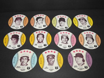 Large Lot Of 1970s Round Promo Baseball Cards Aaron Bench Reggie & More