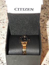 Vintage Citizen Black Face With Stones Watch & Case