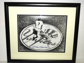 Signed Mickey Mantle NY Yankees Photo With COA 20 X 18