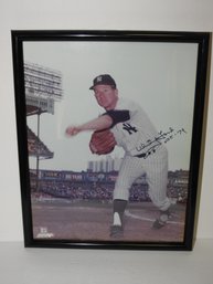 Signed NY Yankees Whitey Ford Photo With COA 12 X 15