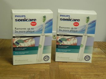 NOS- Two, Sonicare Professional Easy Clean Rechargeable Tooth Brush- HX6581